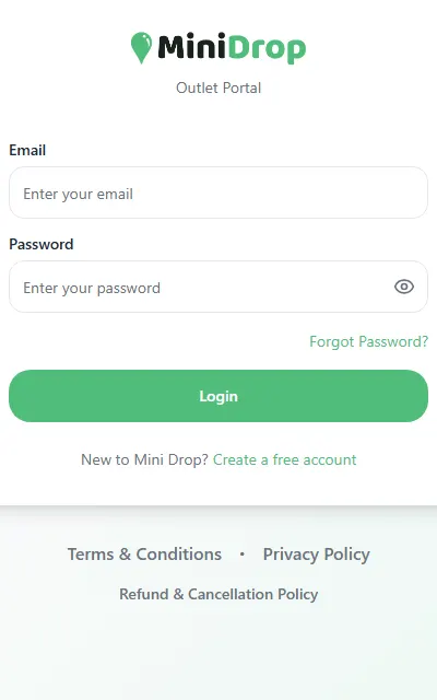 Outlet portal sign-in page with the Forgot Password link under the password box