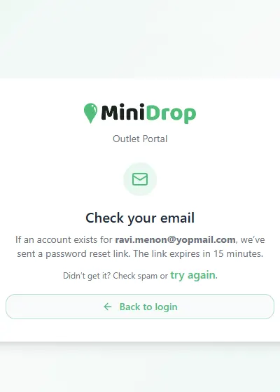 The Check your email message after asking for a reset link